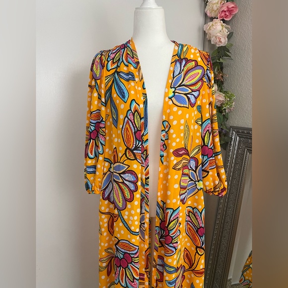 NWT Tabitha Brown x Target Orange Floral Print Long Duster Size XS Kimono Dress - Picture 3 of 15